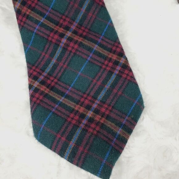 American Eagle Plaid Cotton Tie Green Red - Picture 6 of 8